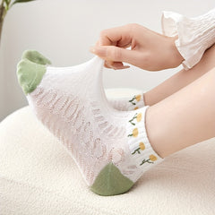 Floral Print Mesh Socks Low Cut Women's Stockings