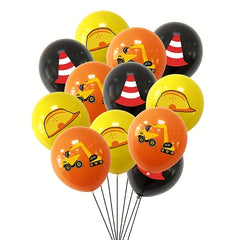 15pcs Orange Construction Theme Latex Balloons for Birthday Party Decor