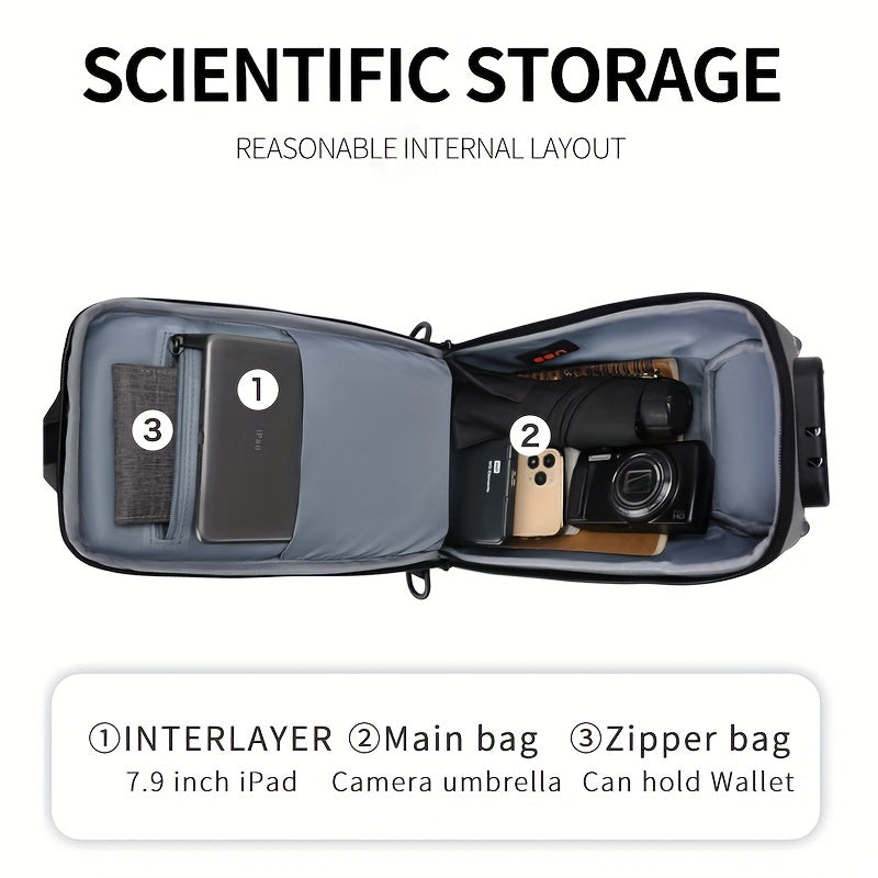 Anti-theft Chest Bag with Combination Lock, USB Fast Charging