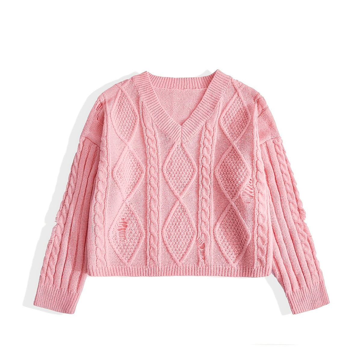  V Neck Long Sleeve Pullover Sweater