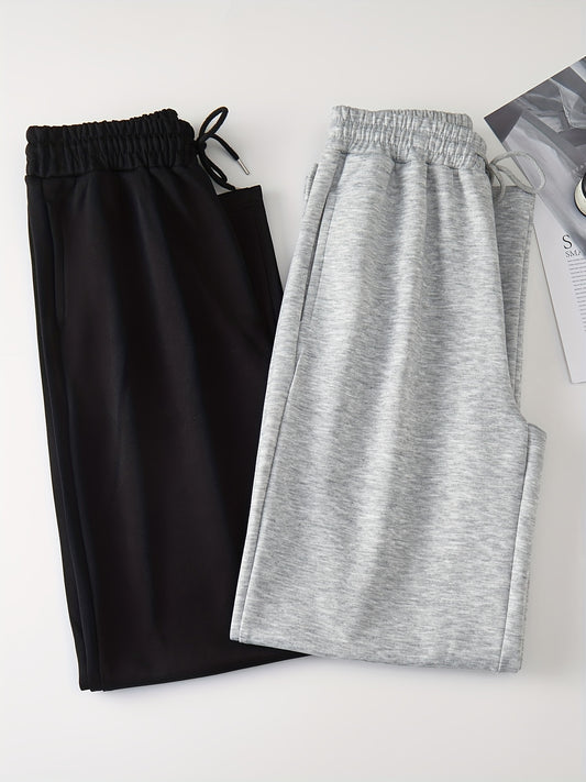 2pcs Elastic Drawstring Sweatpants Women's Activewear