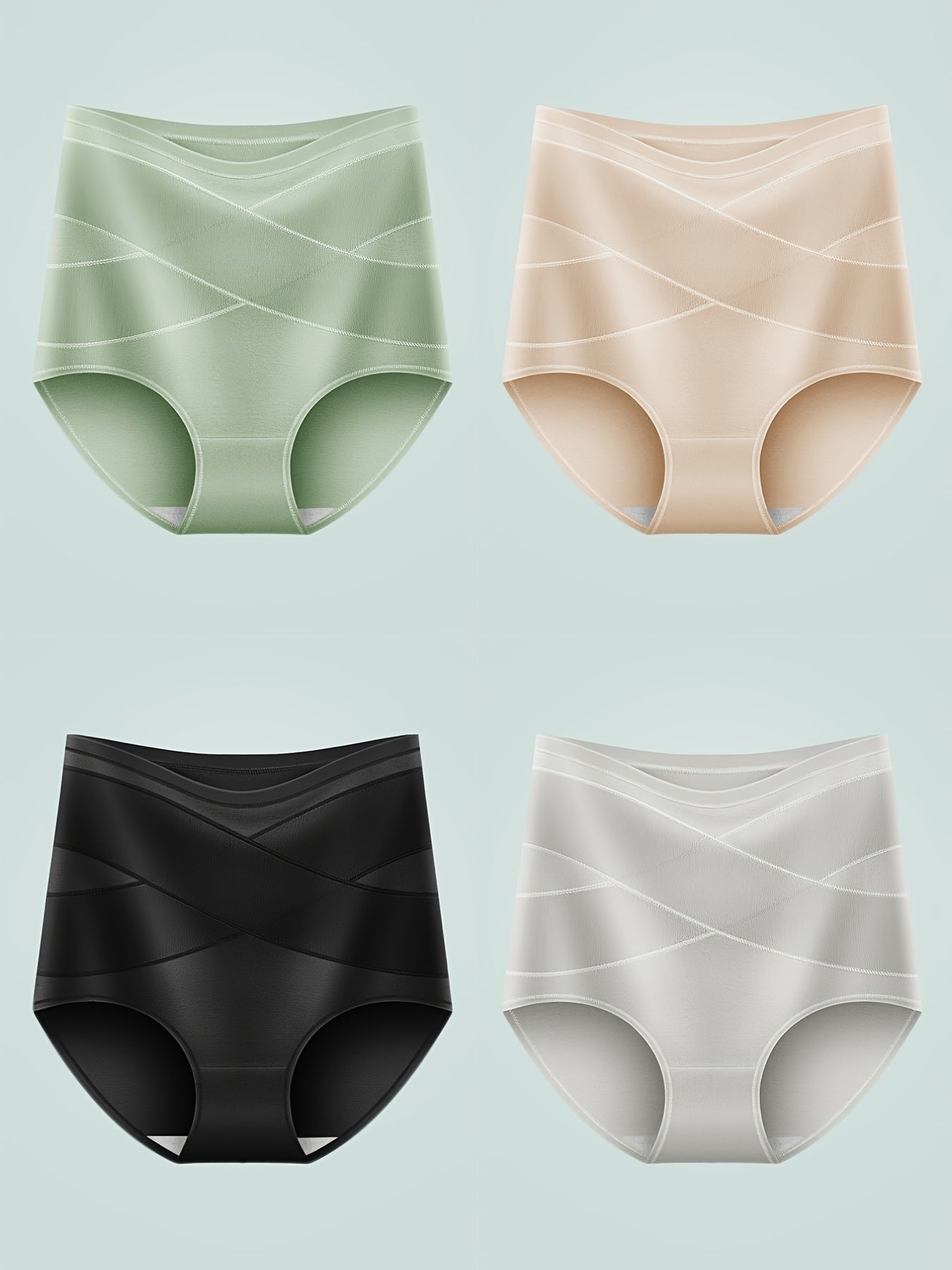 4pcs Seamless High Waist Briefs Stretchy Intimates Panties Women's Lingerie
