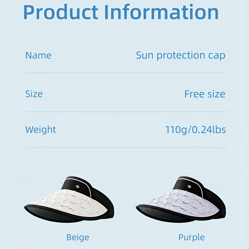 Embossed Women Visor Hat Wide Brim UV Protection Sun Hat