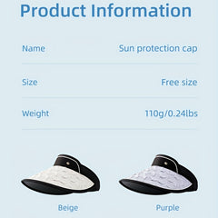 Embossed Women Visor Hat Wide Brim UV Protection Sun Hat