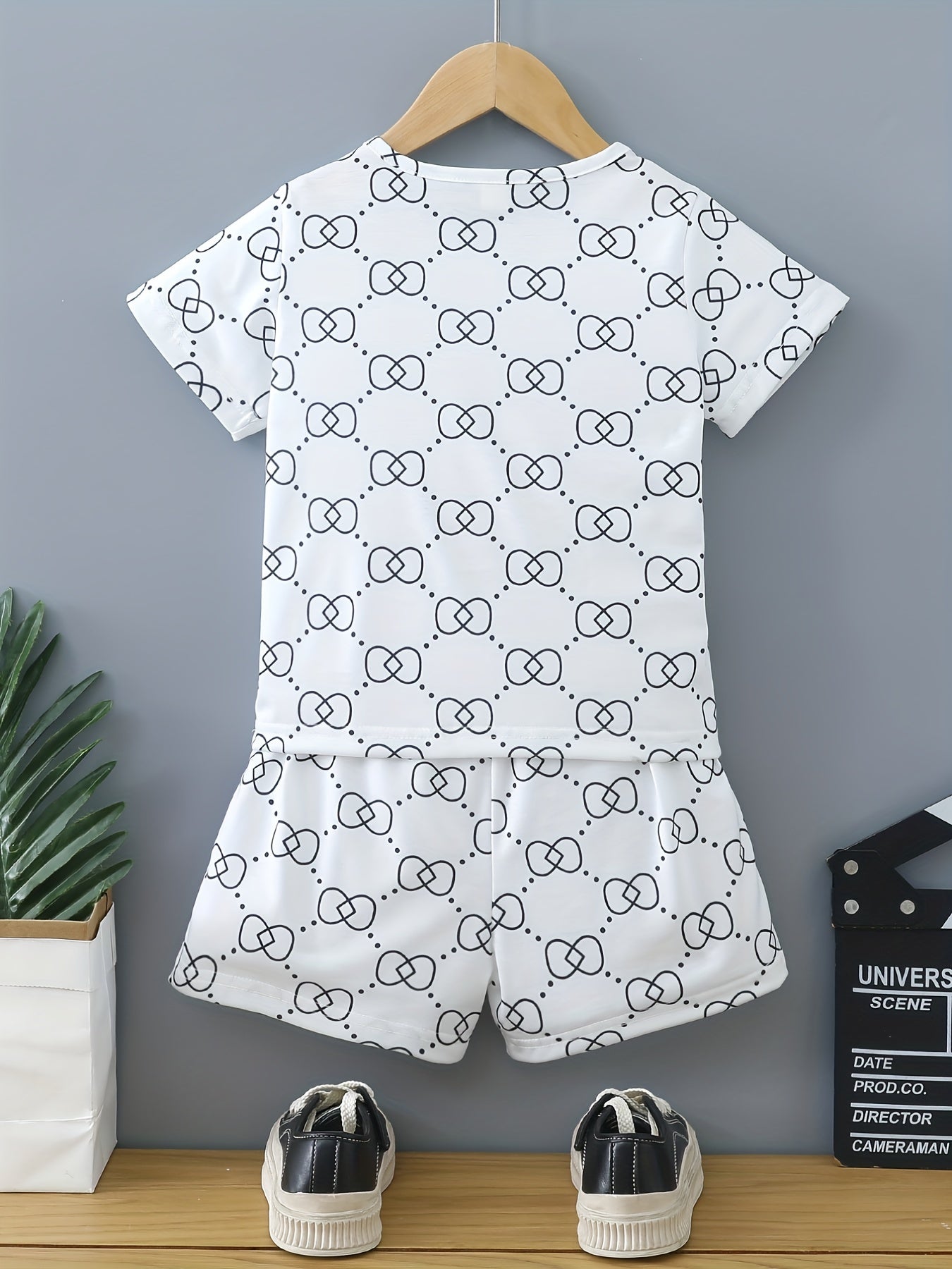 Boys Plaid Casual Outfit T-shirt & Shorts Set Summer