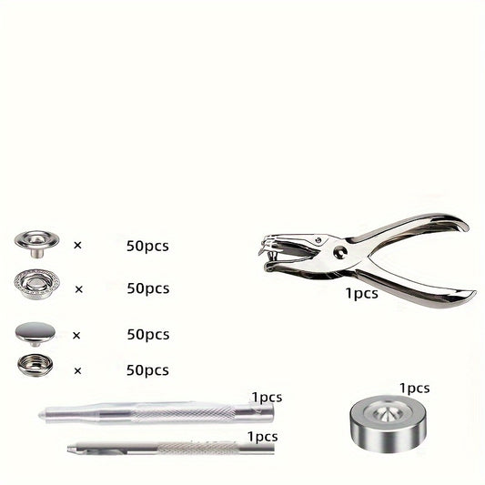 50pcs Stainless Steel Snap Fastener Kit with Pliers - Heavy Duty Snap Button