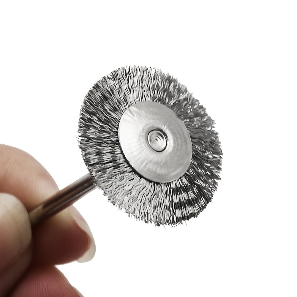 15pcs T Shaped Stainless Steel Wire Brushes with 1 8'' Mandrel