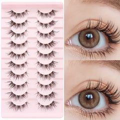 10 Pairs Short Natural Look False Eyelashes Soft Reusable