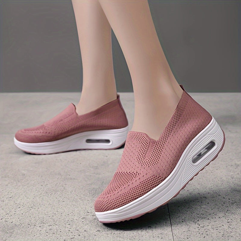 Breathable Mesh Sneakers Air Cushion Slip on Walking Shoes