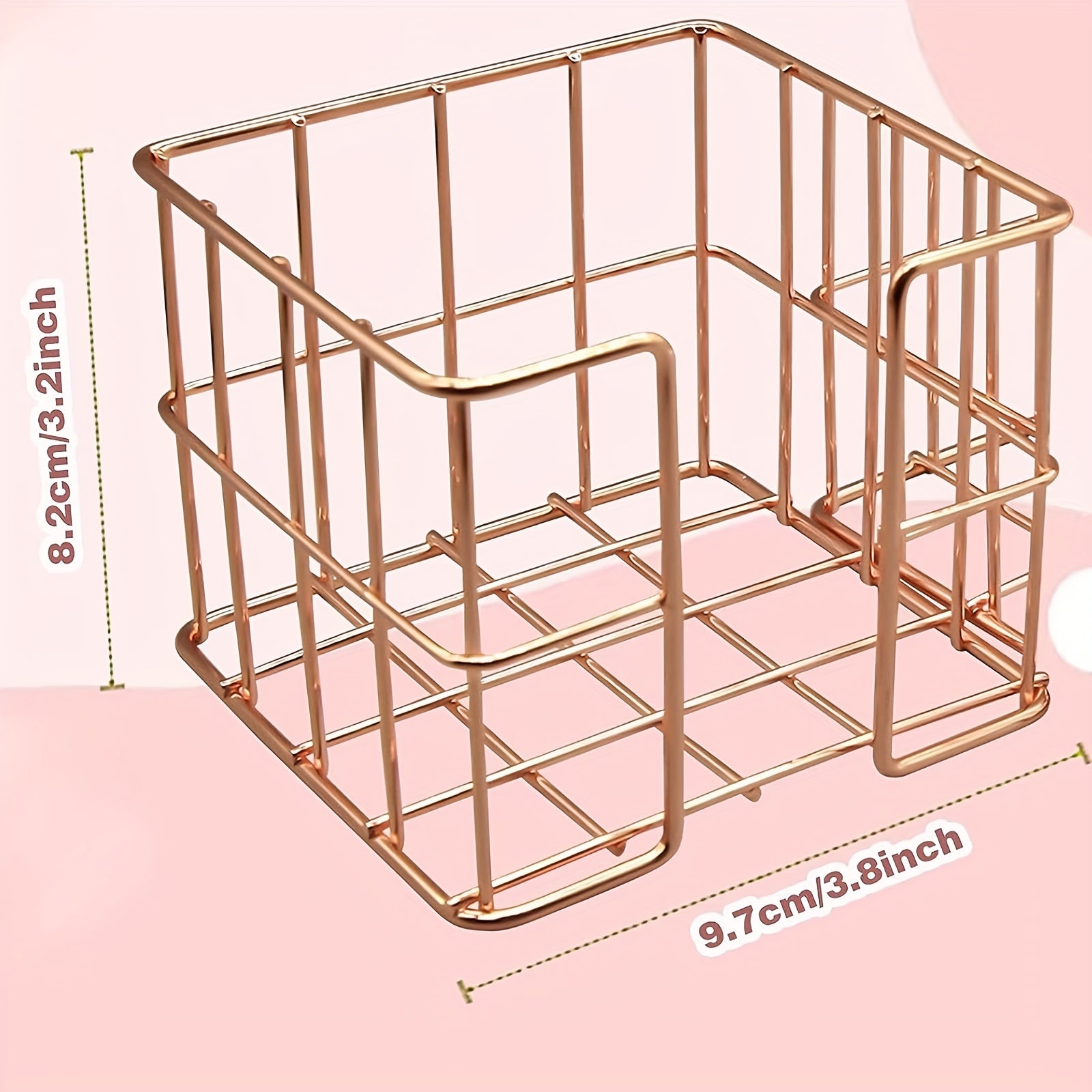 Rose Golden Sticky Note Holder Metal Cube Desktop Organizer