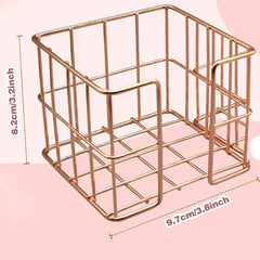 Rose Golden Sticky Note Holder Metal Cube Desktop Organizer