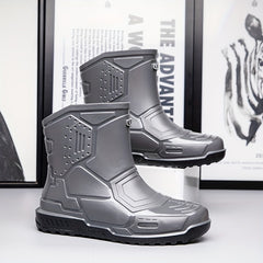 Women's Gray Rain Boots Anti-skid Waterproof Slip On Shoes