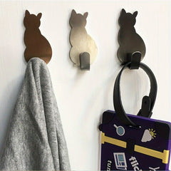 2pcs Stainless Steel Cat Shape Strong Viscose Anti Rust Hook