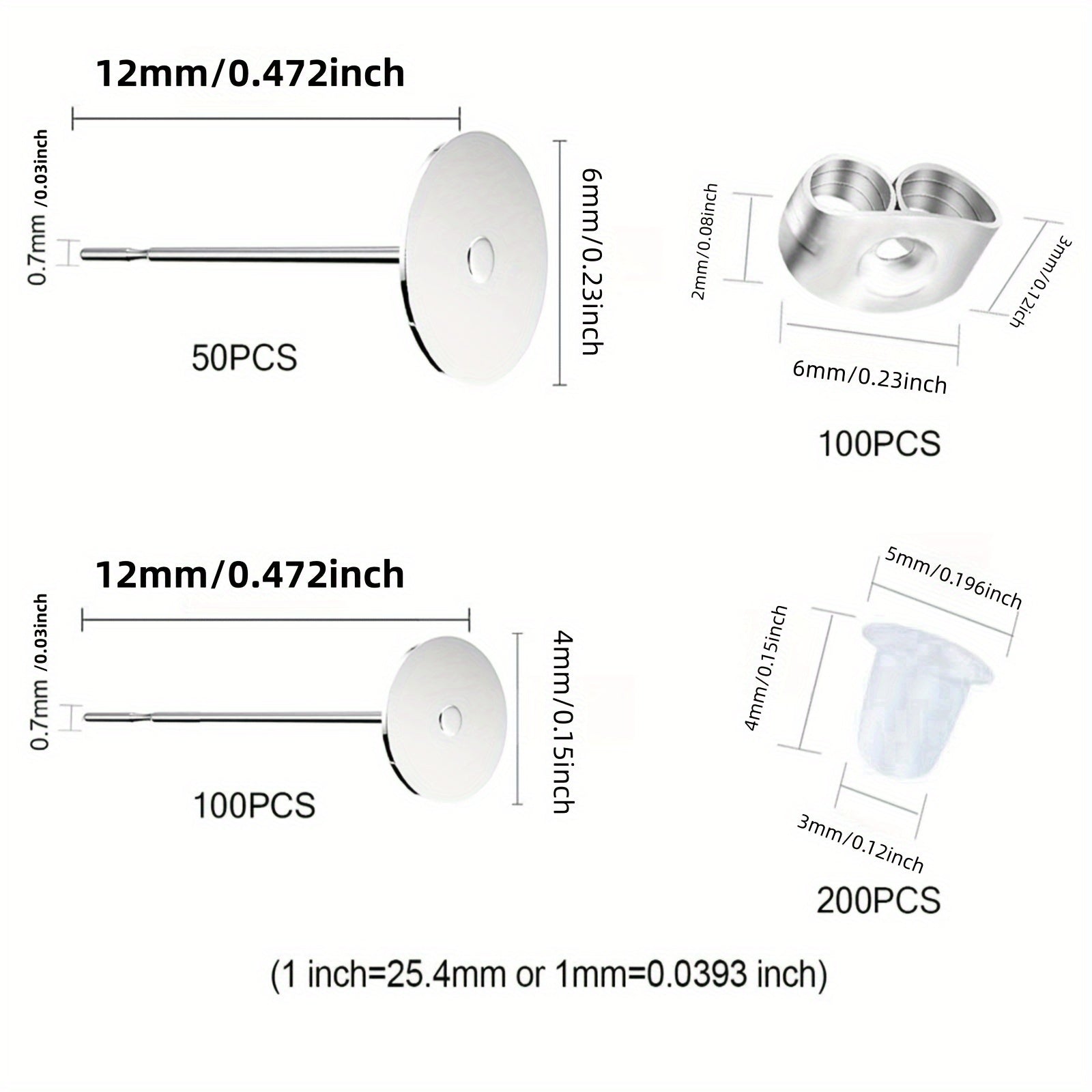 450PCS Stainless Steel Earring Posts for DIY Jewelry Making
