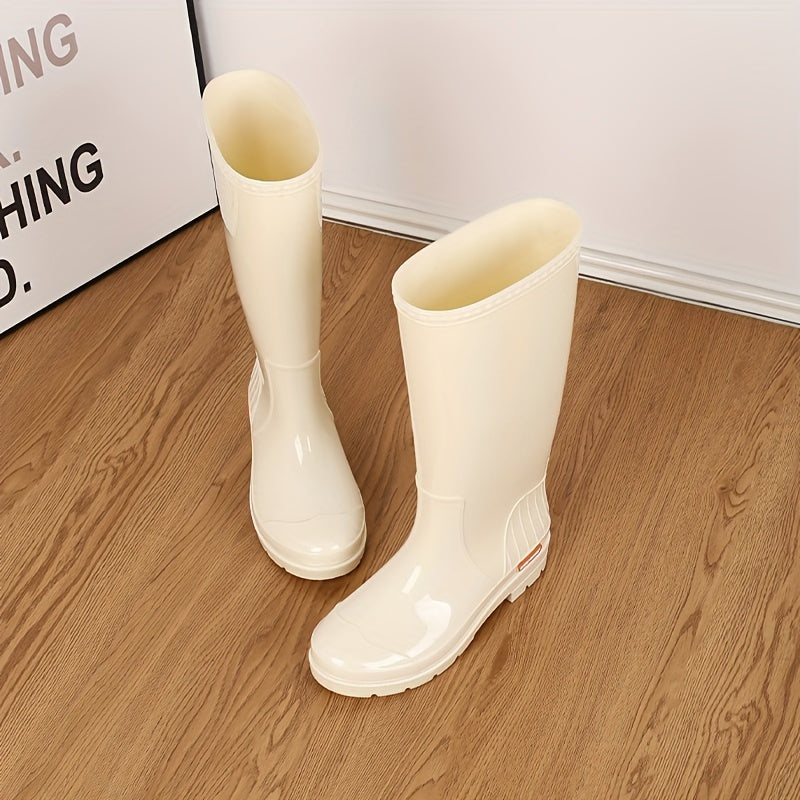 Women's Solid Rain Boots Waterproof Work Rubber Shoes