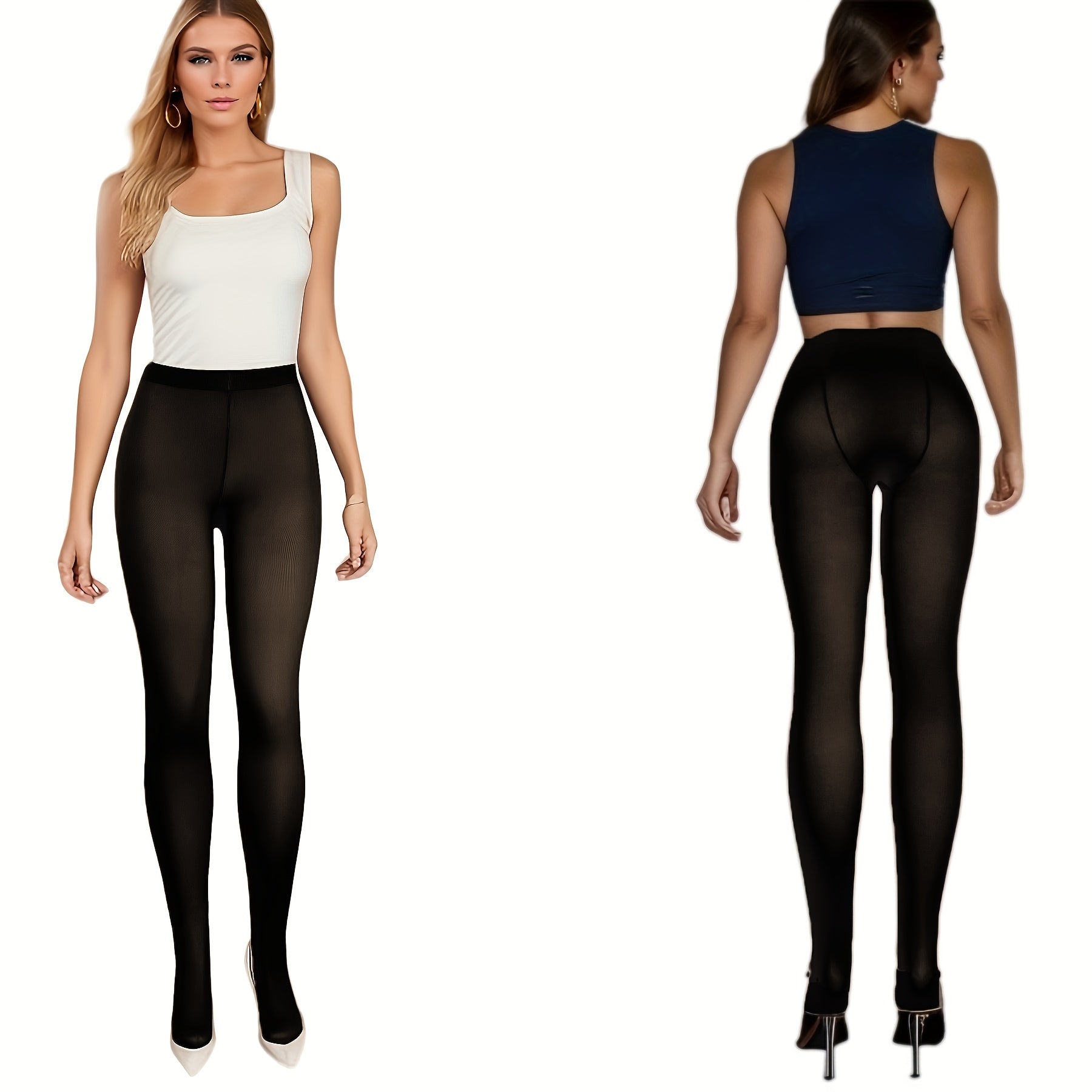 3 Pack Opaque Slim Pantyhose High Waist Footed Women's Stockings