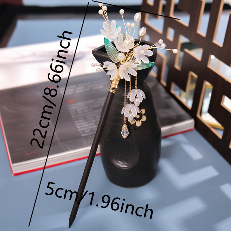 Chinese Antique Style Tassel Hairpin Beaded Flower Hair Pin