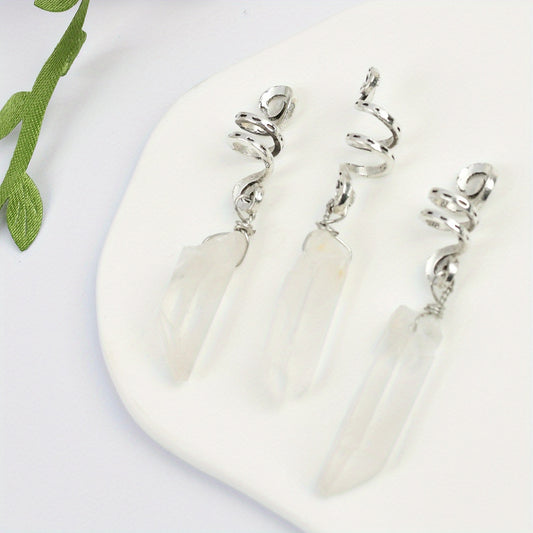 3pcs Crystal Decor Dreadlock Braid Hair Ring Vintage Headwear