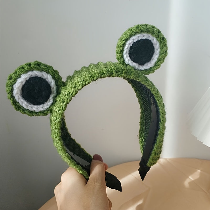 Cartoon Frog Headband Knitted Wool Headdress Non slip