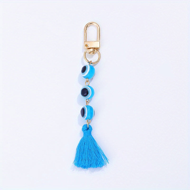 Evil Eye Keychain Amulet Good Luck Block Key Ring Purse Bag Backpack Car Accesso