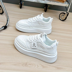 Women's Solid Platform Sneakers Low Top Casual Lace Up Shoes
