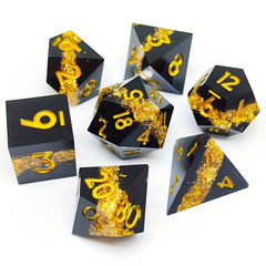 7pcs Golden Pattern Resin Dice Mini Dice For Game Entertainment