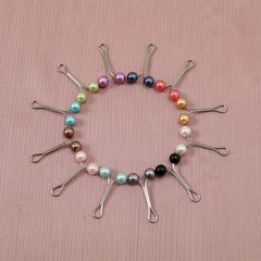 12pcs Faux Pearl Scarf Pin Headscarf U Shape Clip Shawl Brooch Multicolor