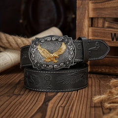Vintage Pattern Buckle PU Leather Belt For Men