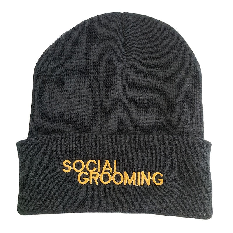 Letter Embroidered Knitted Hat Brimless Unisex Cap