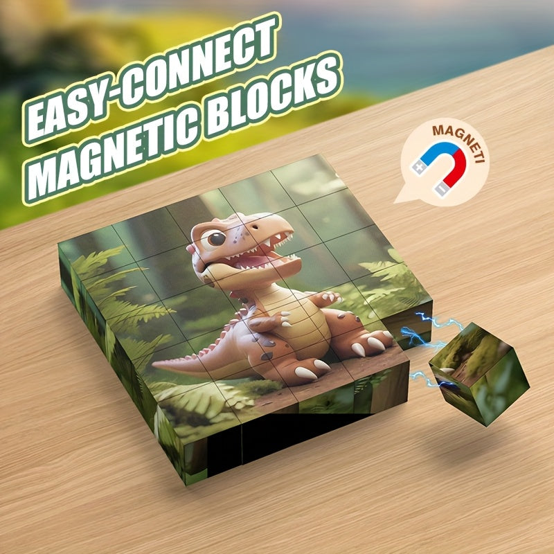 25pcs Magnetic Dinosaur Puzzle Toy for Kids DIY Educational Toys