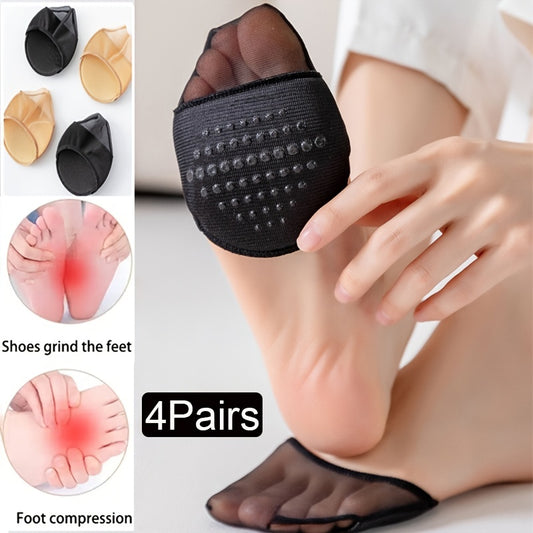 4 Pairs Lace Half Palm Socks Solid Invisible High Heels Socks Women's Stockings