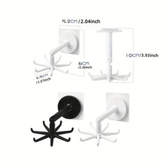 360 Rotating Folding Hook Utensil Holder Self Adhesive Rack