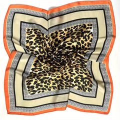 Leopard Print Satin Square Scarf Neckerchief Hair Accessories