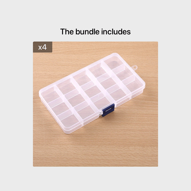 15 Grids Clear Plastic Storage Box Jewelry Organizer Fishing Tackle Container