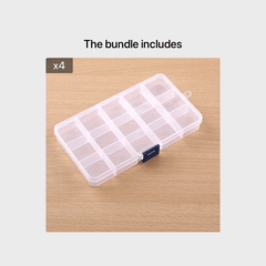 15 Grids Clear Plastic Storage Box Jewelry Organizer Fishing Tackle Container