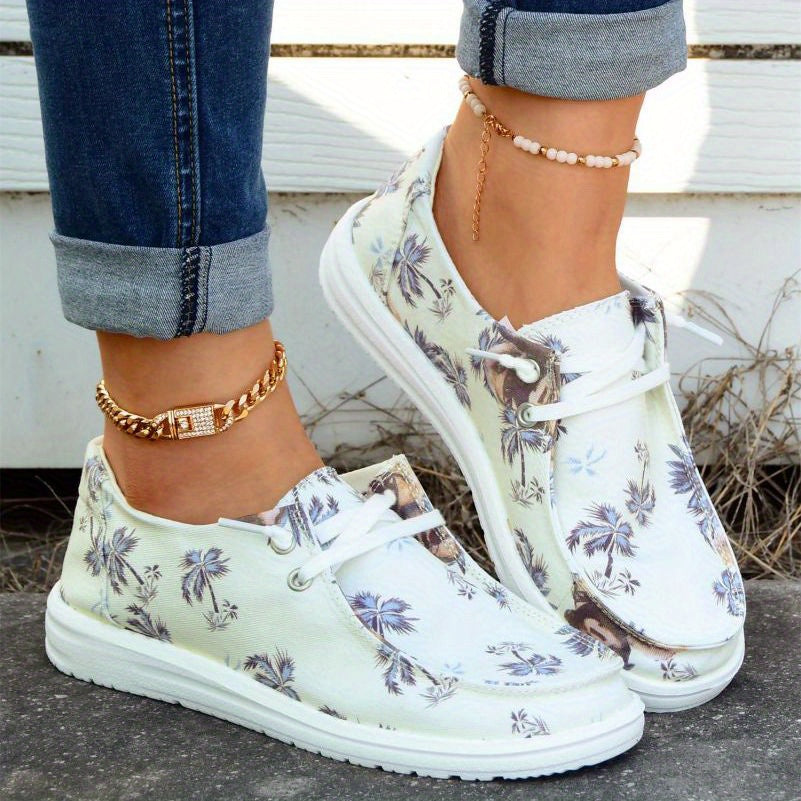 Women's Printed Canvas Slip On Loafers