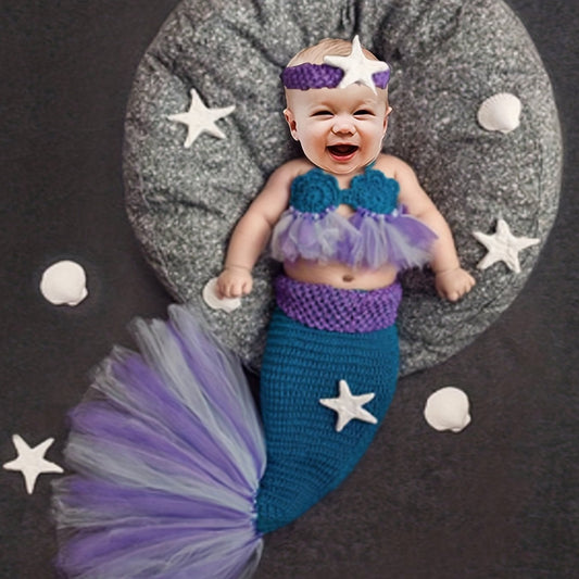 Baby s Mermaid Dress Up Costume Hand knitted Sweater Set