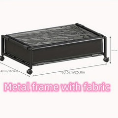 Metal Underbed Storage Container with Pulleys for Clothes Shoes Toys