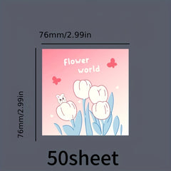 Flower Memo Pad Cartoon Student Note Stickers School Stationery