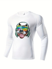 Skeleton Motorcycle Compression Shirt Men's Long Sleeve