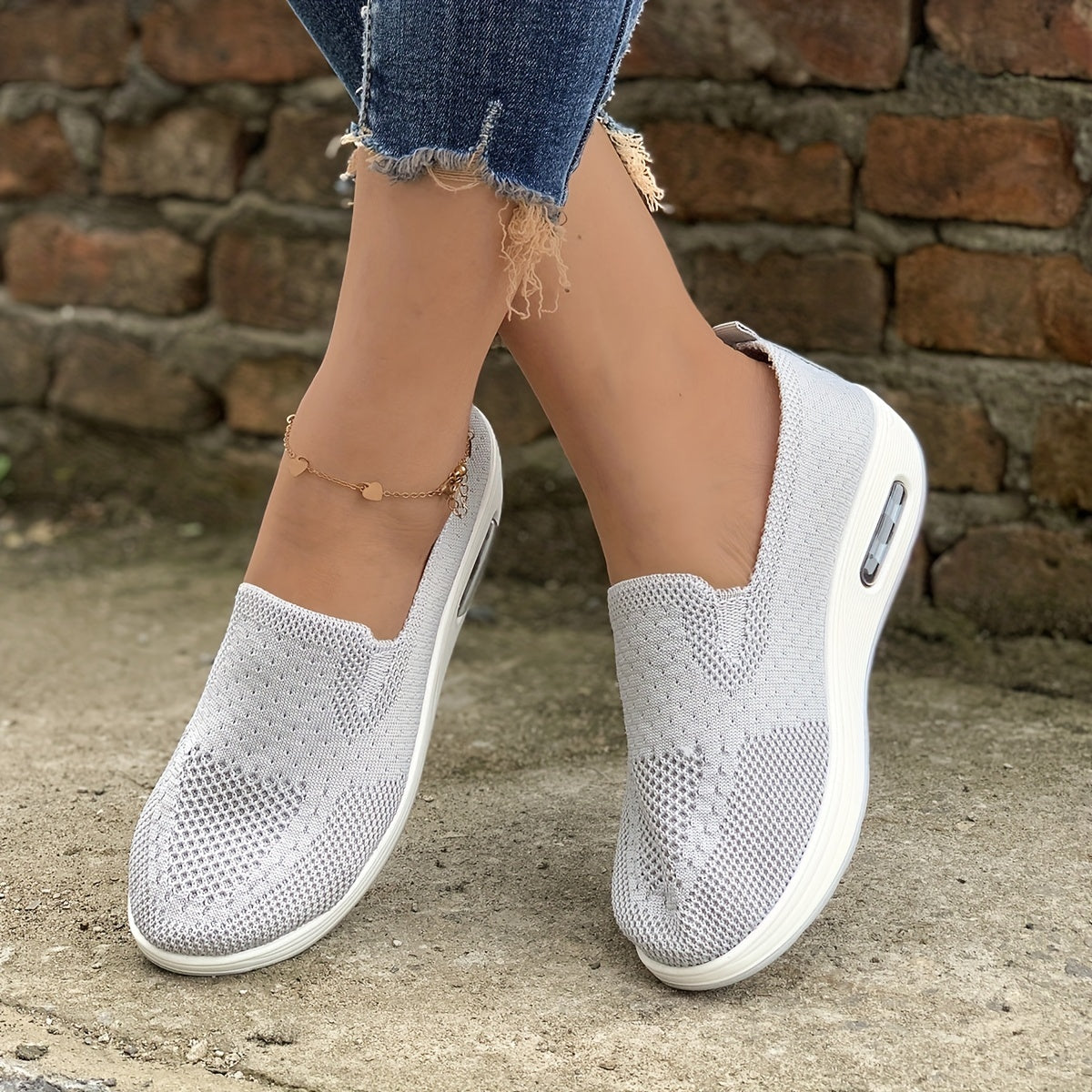 Women's Air Cushion Sock Shoes Lightweight Slip On Casual Walking Shoes