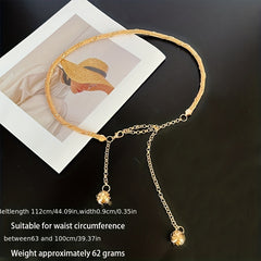 Golden Thin Metal Waist Chain Beads Pendant Dress Girdle