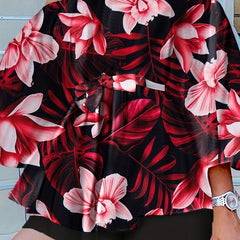  Tropical Print Off Shoulder Peplum Top & Shorts Set