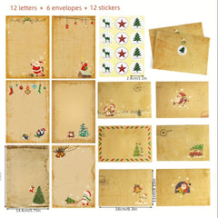 30pcs Vintage Christmas Letter Paper & Envelopes Set