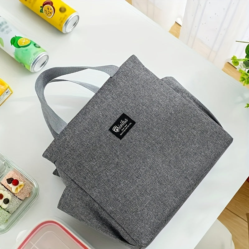 Portable Insulated Bento Bag With Double Pocket Lunch Box