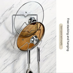 Stainless Steel Pot Cover Holder with Hook Kitchen Chopping Board Shelf
