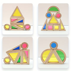 Colorful Educational Wooden Rainbow Building Blocks Sturdy Triangular