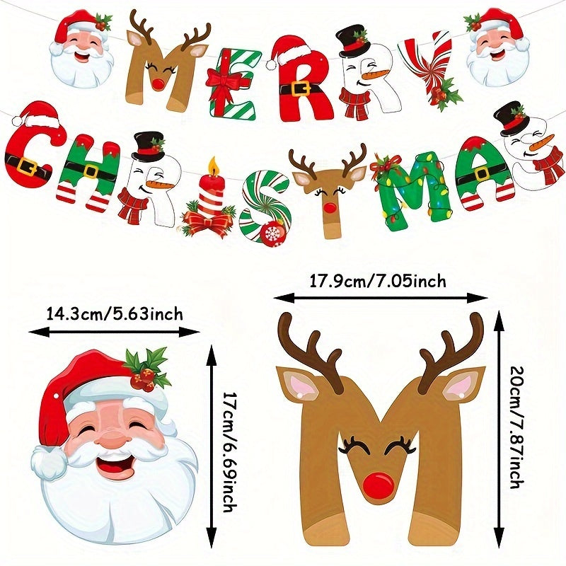 Christmas Letter Banner Xmas Party Decoration Paper Garland Year Gift