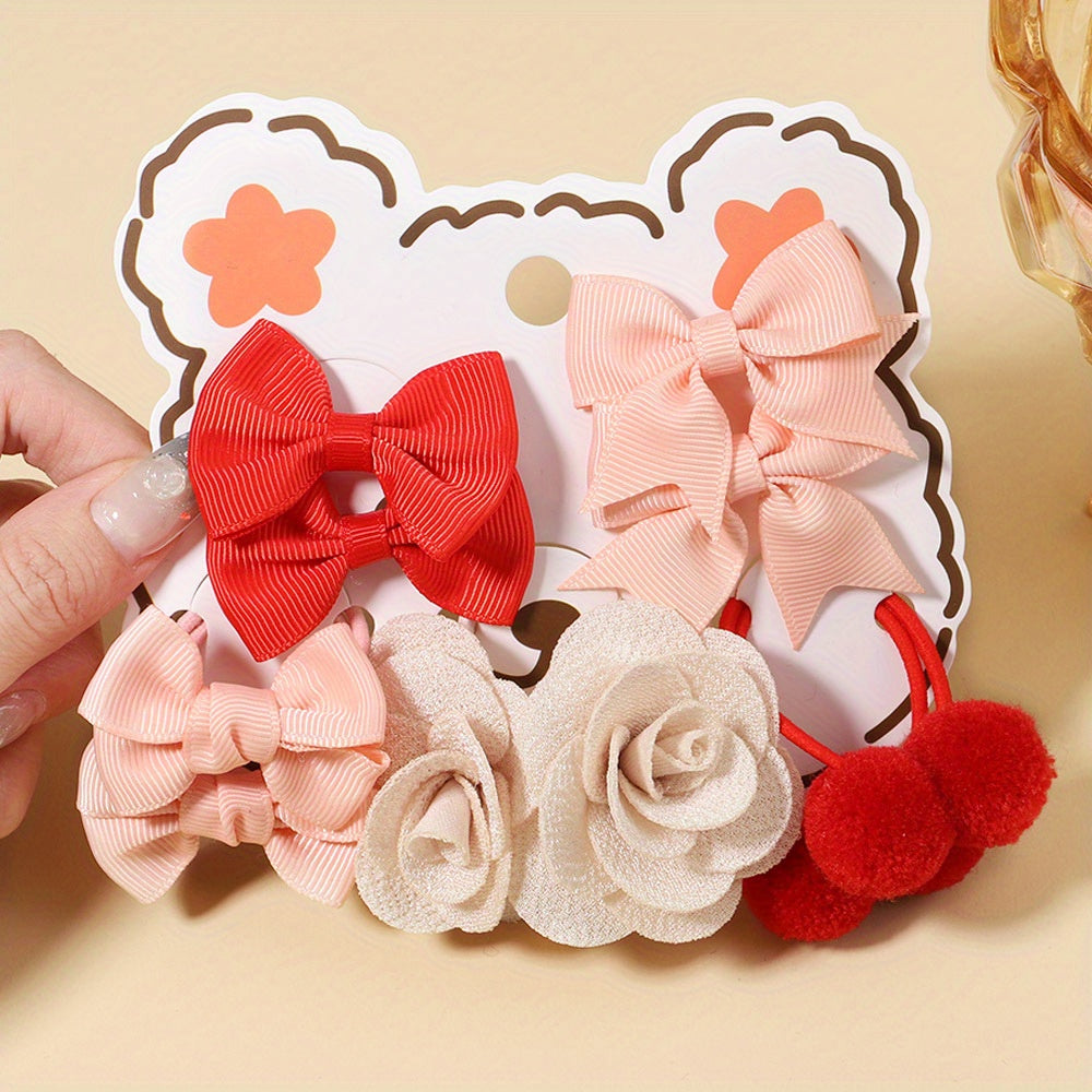 10pcs Bow Flowers Hair Tie Ponytail Holders Hair Accessories Sets for Baby Girls