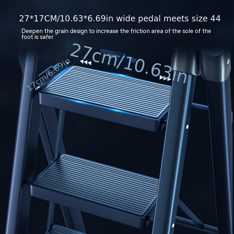 Folding Telescopic Two Step Ladder Stool Lightweight Functional Herringbone